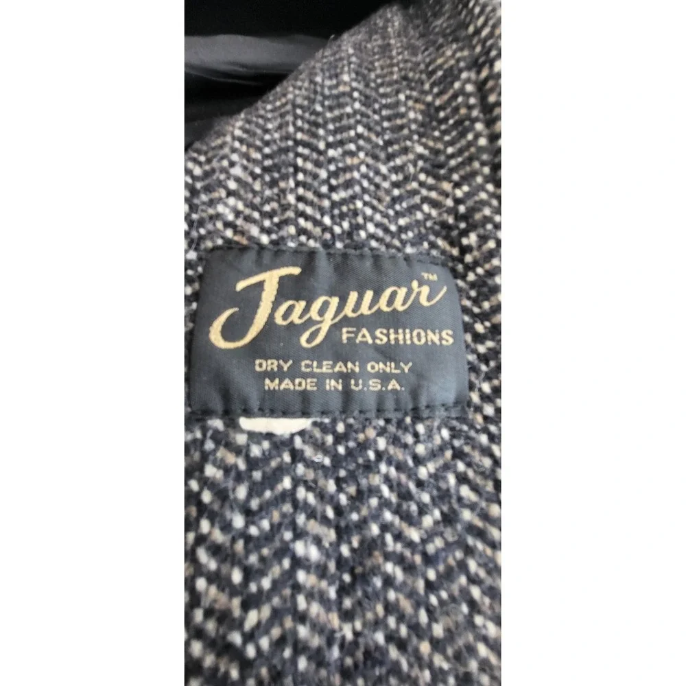 Vintage‎ Tweed Double Breasted Overcoat Top Coat Trench Jaguar USA made Size 16